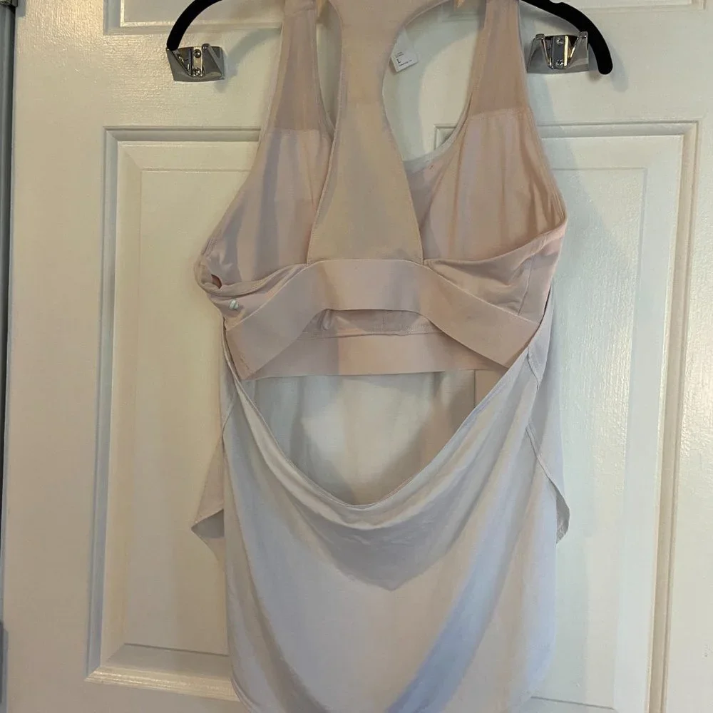 Fabletics White Racerback Tank Top with Pink Built in Bra - Picture 5 of 6